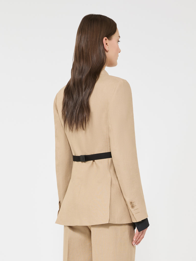 max mara double-breasted blazer in pure linen natté