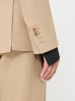 max mara double-breasted blazer in pure linen natté for women