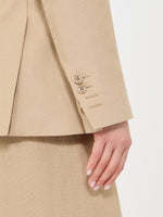 max mara double-breasted blazer in pure linen natté for women