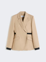 max mara double-breasted blazer in pure linen natté for women