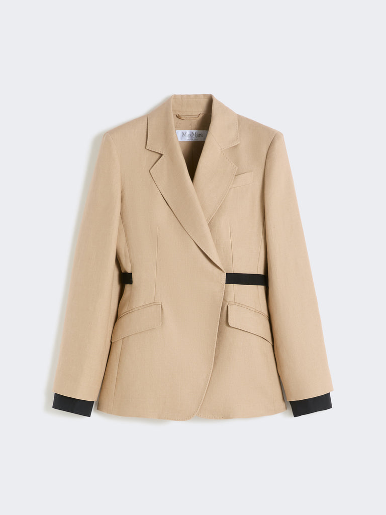 max mara double-breasted blazer in pure linen natté