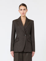 Denim-Look Wool Fitted-Waist Blazer for Women - Black - Max Mara UAE