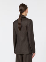 Denim-Look Wool Fitted-Waist Blazer for Women - Black - Max Mara UAE