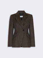 Denim-Look Wool Fitted-Waist Blazer for Women - Black - Max Mara UAE