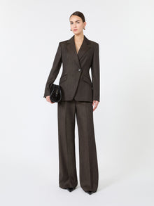 Denim-Look Wool Fitted-Waist Blazer for Women - Black - Max Mara UAE