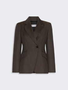 Denim-Look Wool Fitted-Waist Blazer for Women - Black - Max Mara UAE