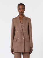 max mara double-breasted glen plaid wool blazer for women