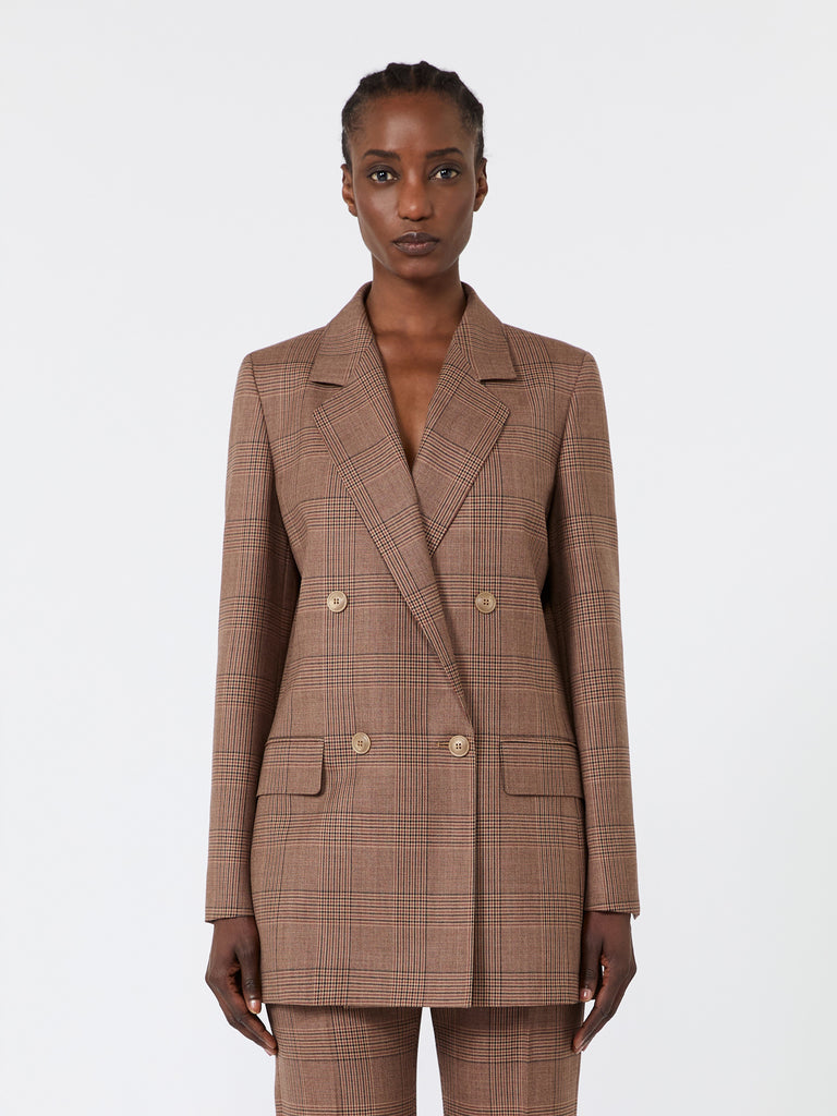 max mara double-breasted glen plaid wool blazer
