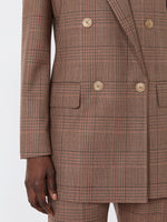 max mara double-breasted glen plaid wool blazer for women