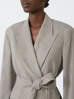 Glen Plaid Wool Robe-Inspired Coat for Women - Olive Green - Max Mara UAE