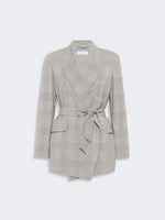 Glen Plaid Wool Robe-Inspired Coat for Women - Olive Green - Max Mara UAE