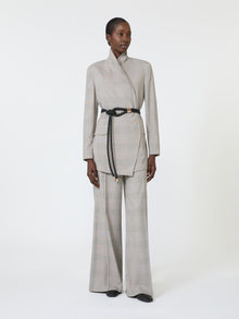 Glen Plaid Wool Robe-Inspired Coat for Women - Olive Green - Max Mara UAE