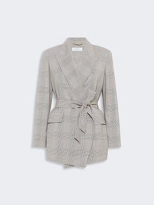 Glen Plaid Wool Robe-Inspired Coat for Women - Olive Green - Max Mara UAE