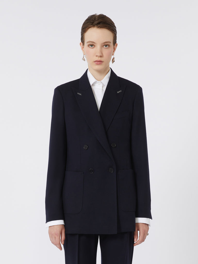max mara double-breasted wool foule blazer