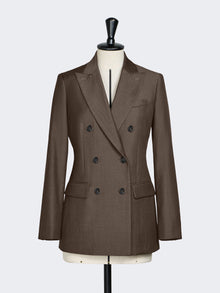 Double-Breasted Wool Gabardine Blazer for Women - Tobacco - Max Mara UAE