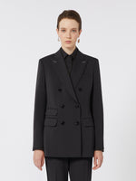 Double-breasted wool granite blazer