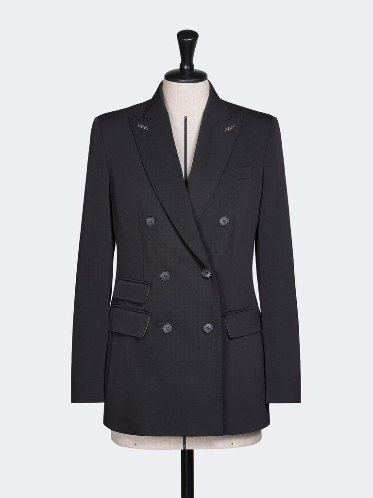 Double-breasted wool granite blazer