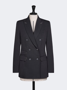 Double-breasted wool granite blazer