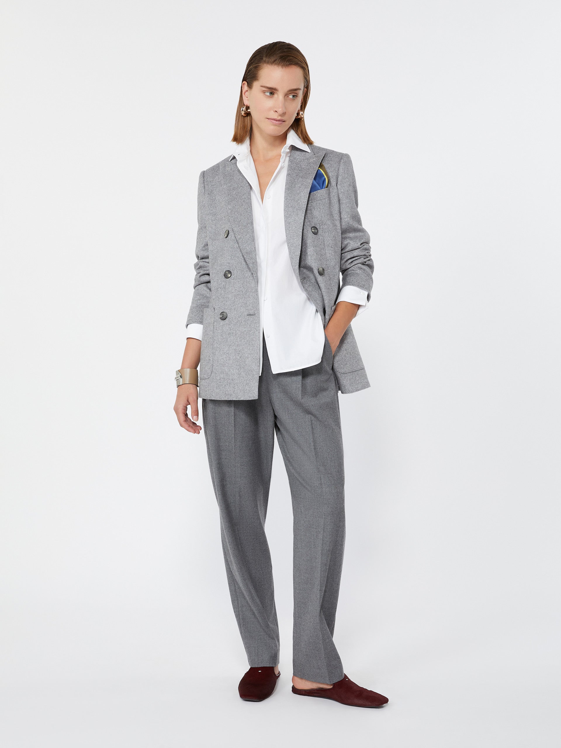 max mara double-breasted silk and cashmere blazer for women