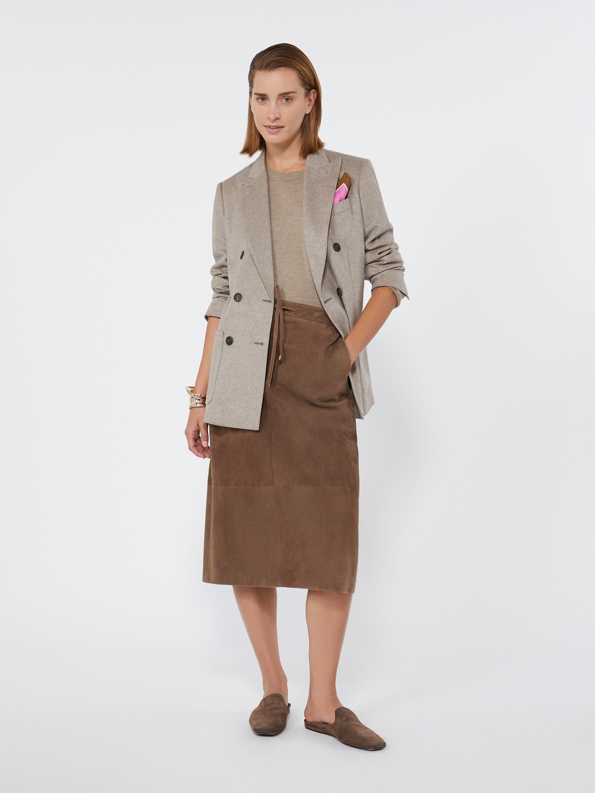 max mara double-breasted silk and cashmere blazer for women