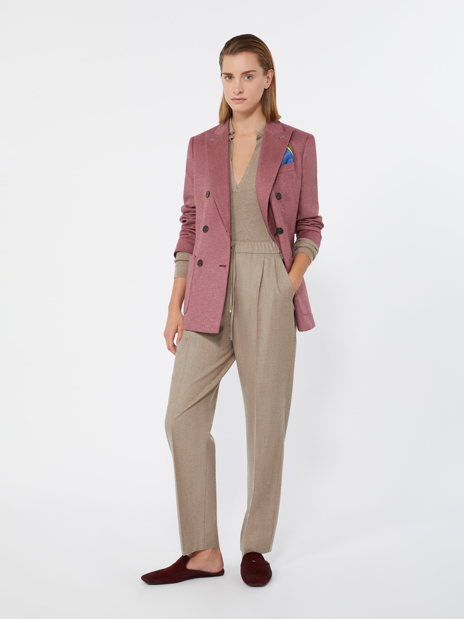 max mara double-breasted silk and cashmere blazer for women
