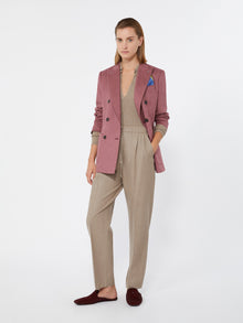 Double-Breasted Silk And Cashmere Blazer for Women - Pink - Max Mara UAE