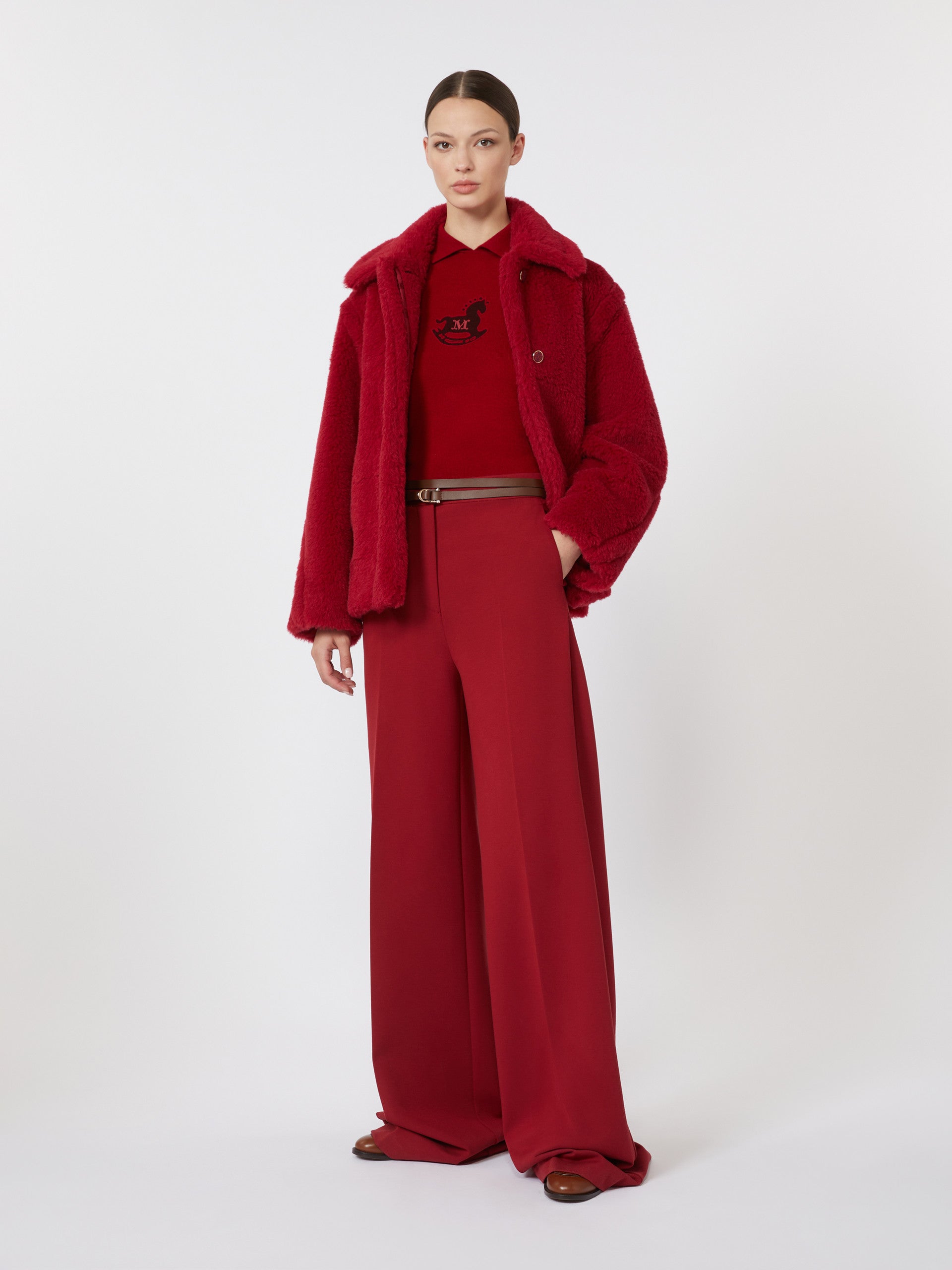 max mara cropped teddy coat in alpaca and wool for women