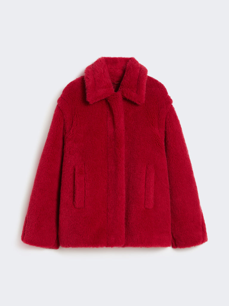 max mara cropped teddy coat in alpaca and wool
