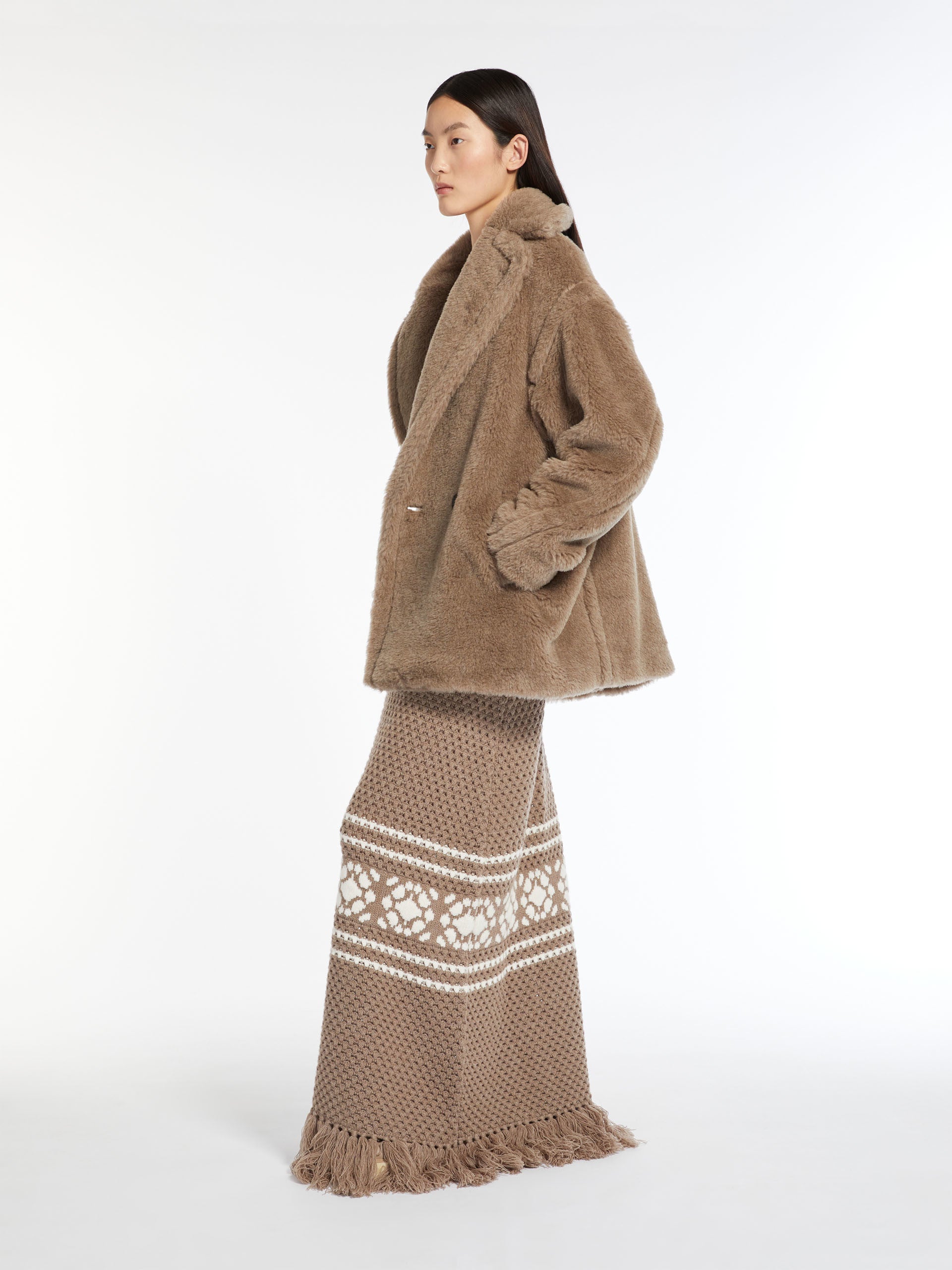 Short Teddy Bear Icon Coat in alpaca and wool