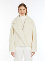 Cropped Teddy Bear Icon Coat In Alpaca And Wool for Women - White - Max Mara UAE