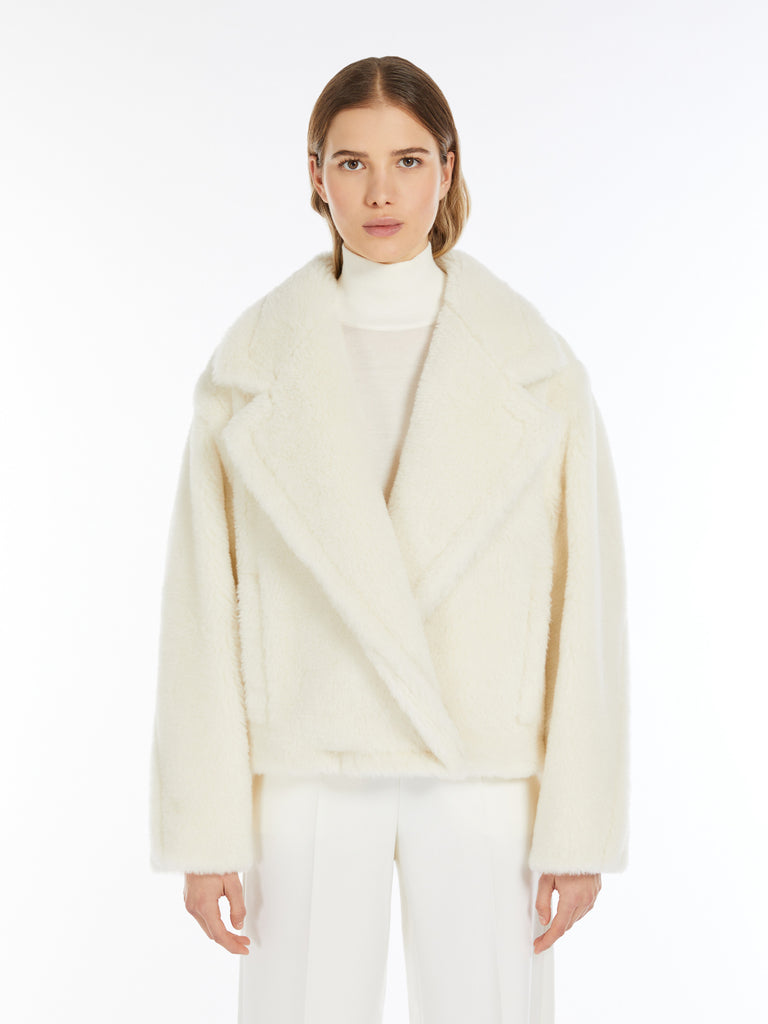 max mara cropped teddy bear icon coat in alpaca and wool