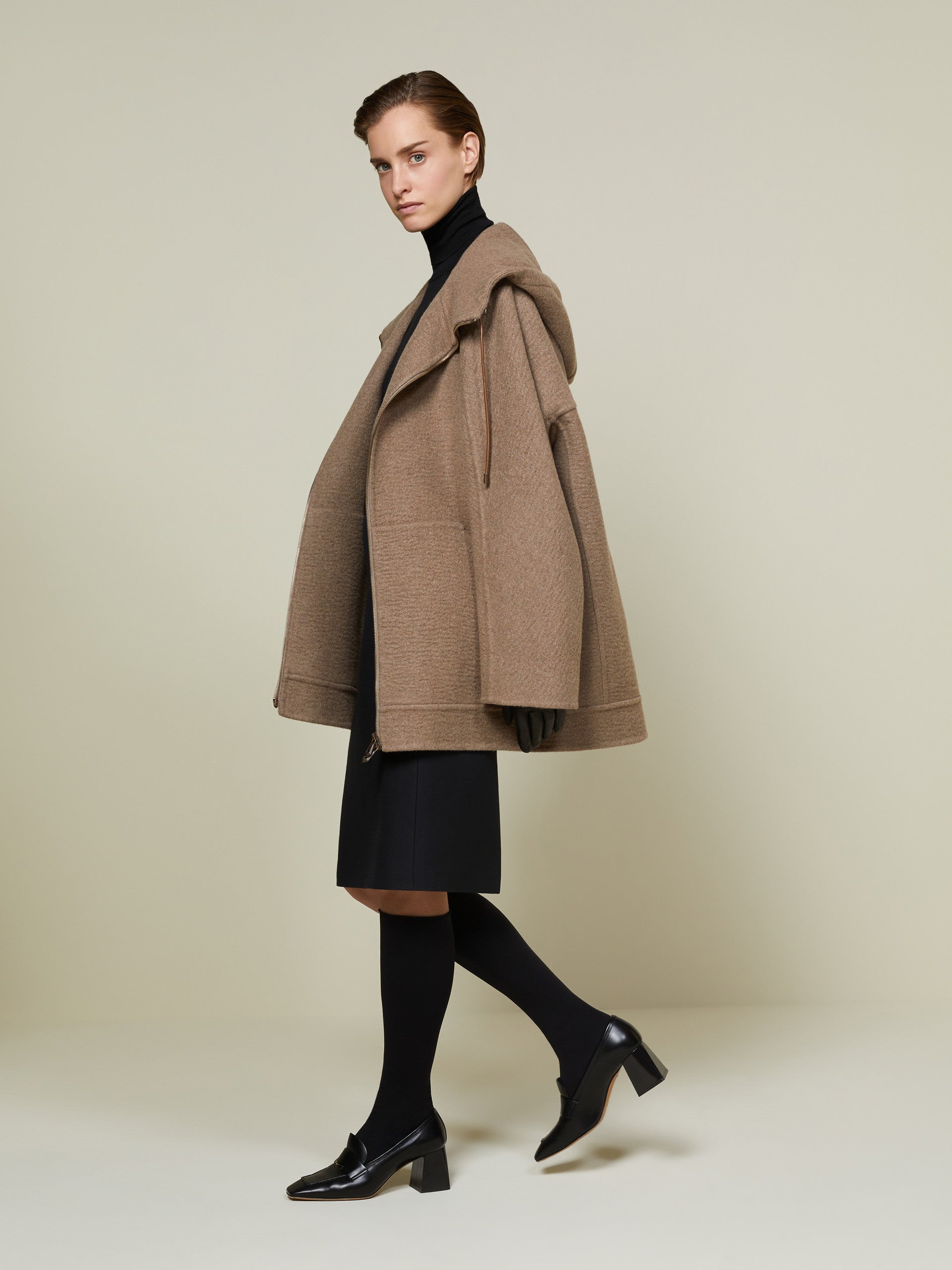 Pure cashmere double fabric sweatshirt coat