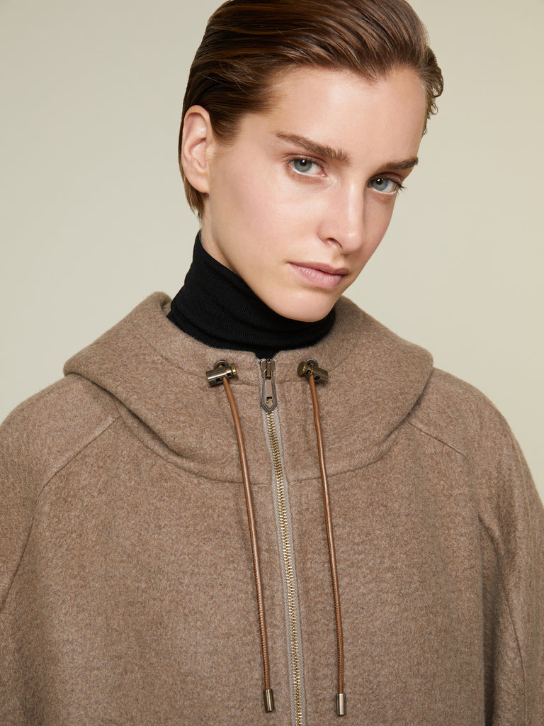 Pure cashmere double fabric sweatshirt coat