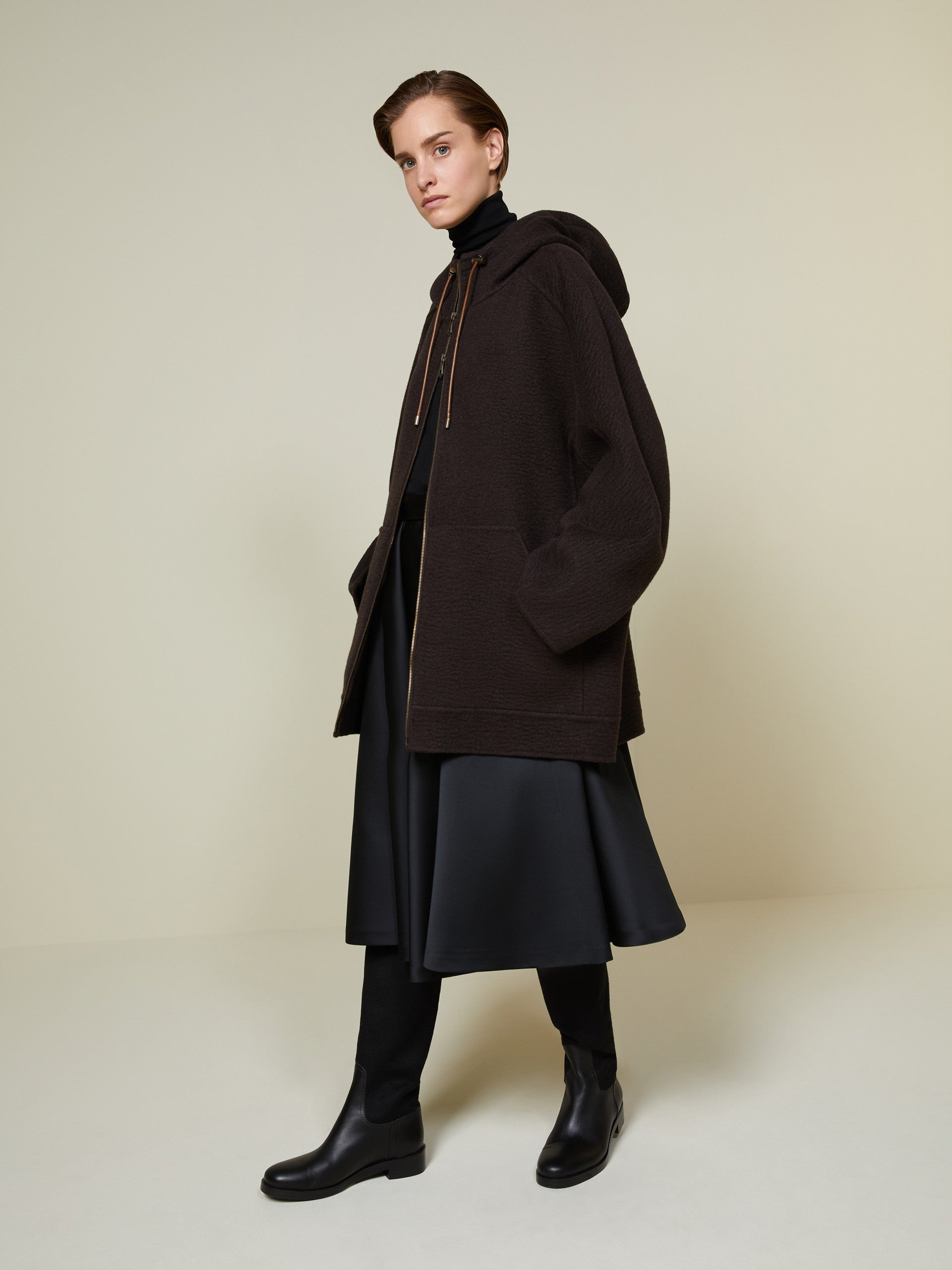 Pure cashmere double fabric sweatshirt coat