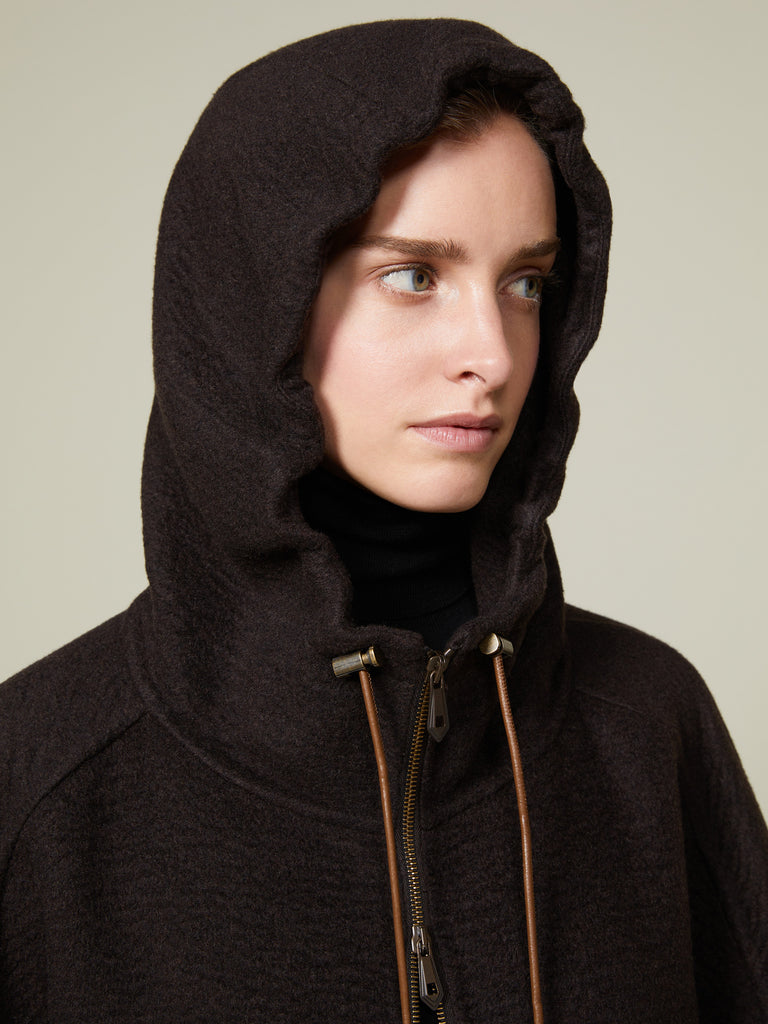 Pure cashmere double fabric sweatshirt coat