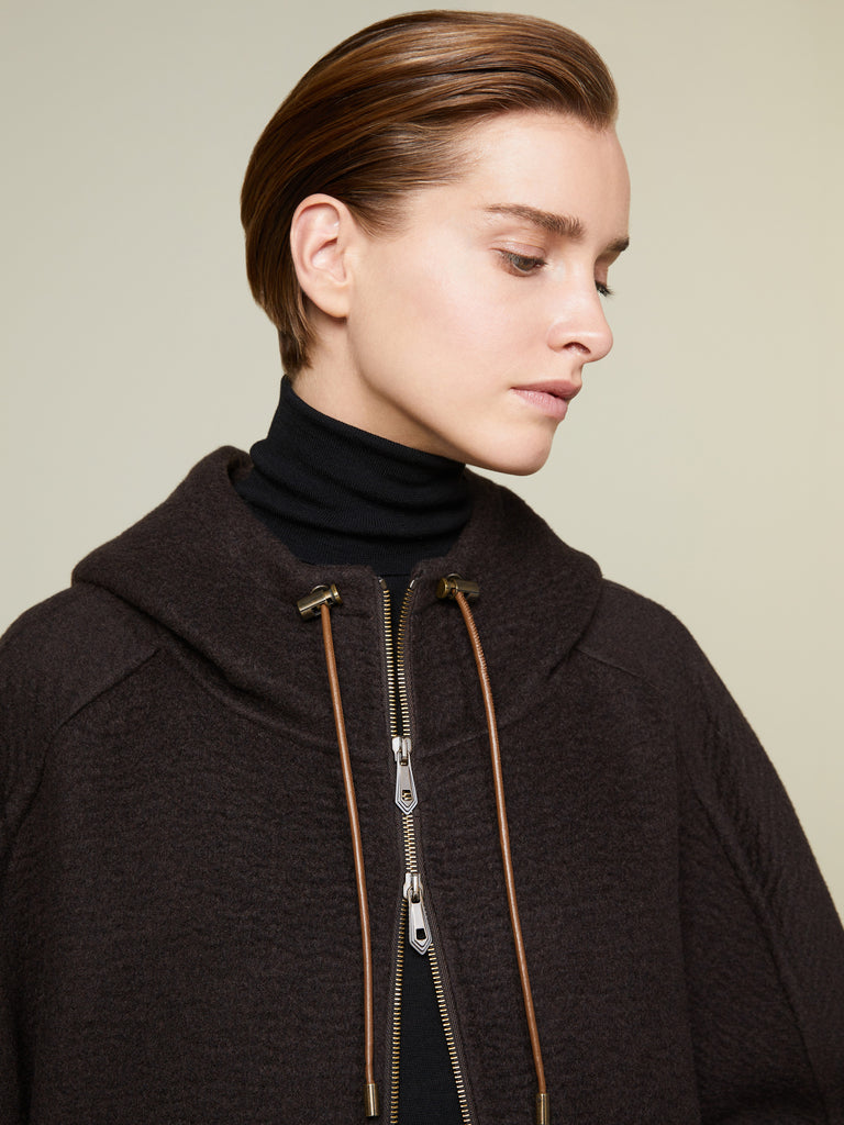 Pure cashmere double fabric sweatshirt coat