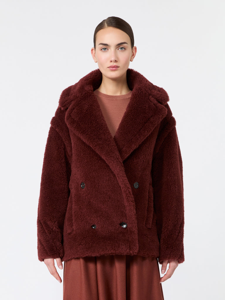 max mara alpaca and wool teddy fabric cropped biker jacket