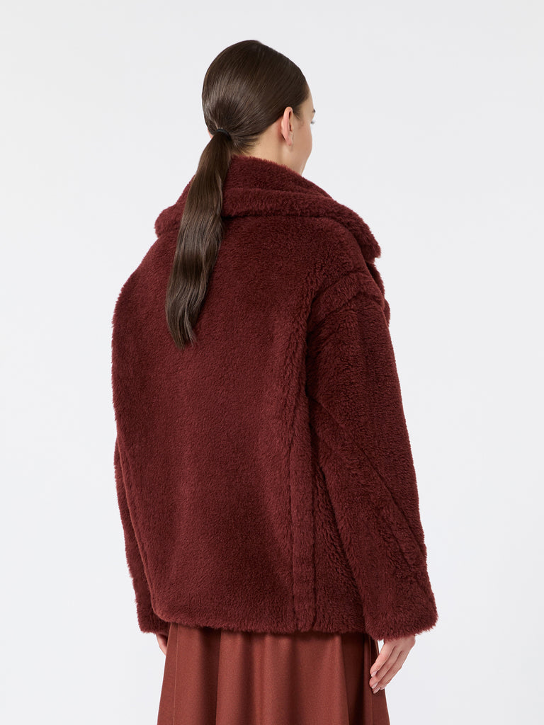 max mara alpaca and wool teddy fabric cropped biker jacket