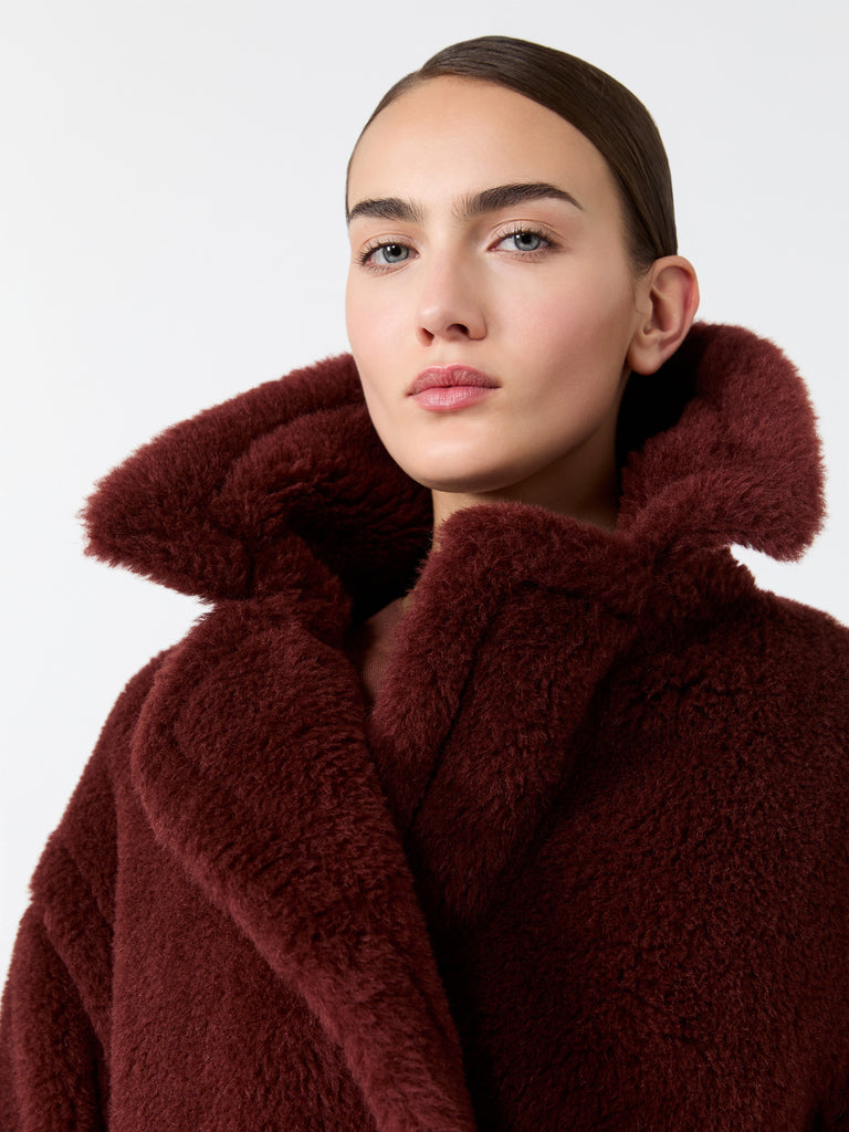 max mara alpaca and wool teddy fabric cropped biker jacket