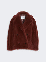 max mara alpaca and wool teddy fabric cropped biker jacket for women