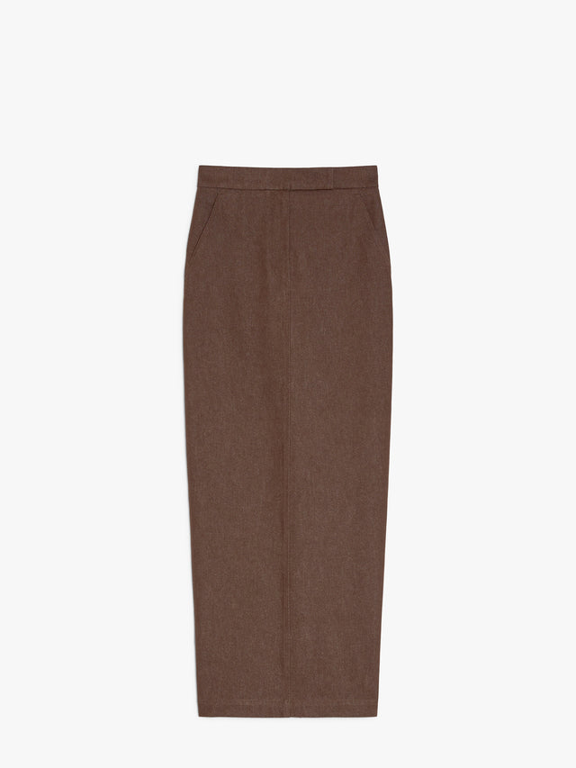 Denim-Effect Cotton Skirt for Women - Brown - Max Mara UAE
