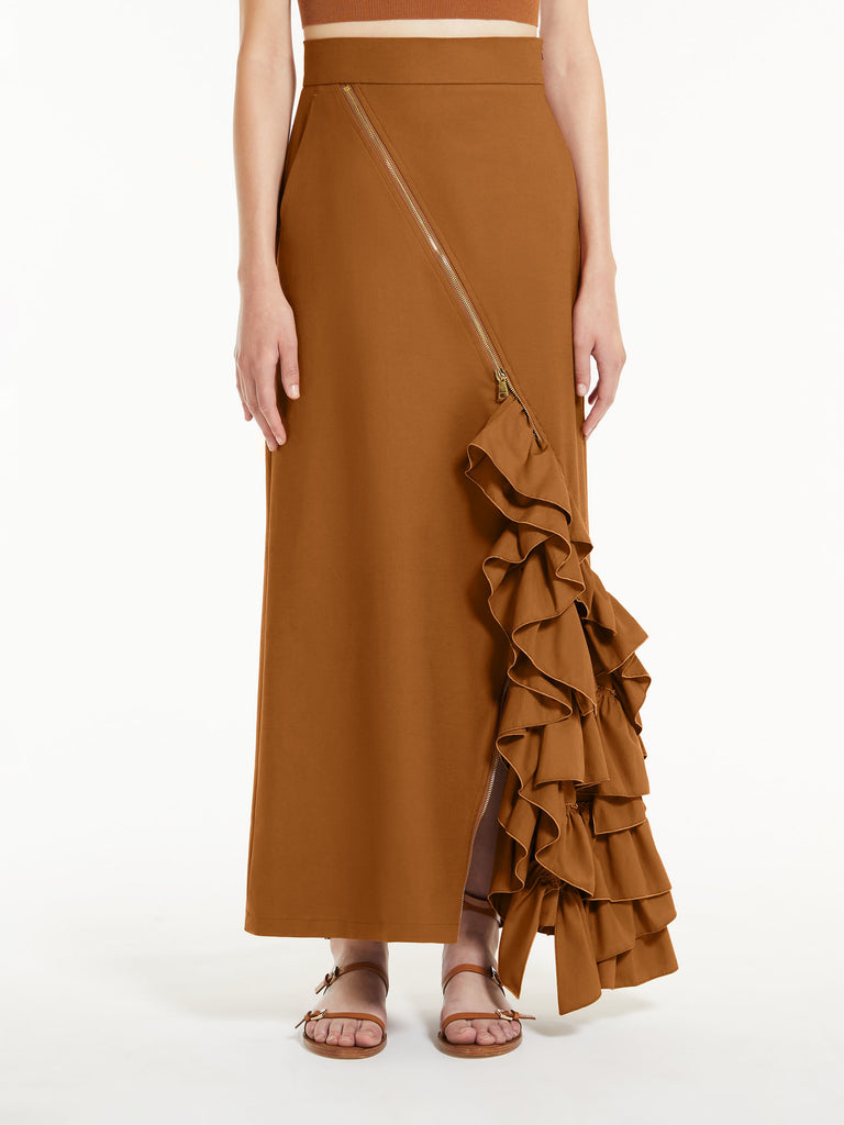 Flared skirt in cotton and silk