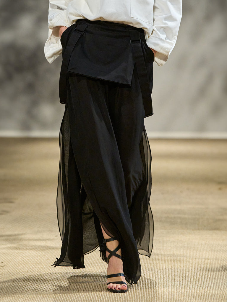 Long skirt in silk chiffon