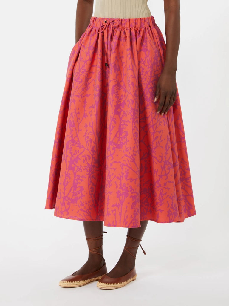 Jacquard cotton and silk midi skirt