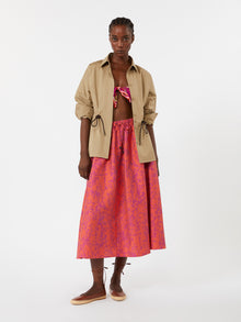 Jacquard Cotton And Silk Midi Skirt for Women - Coral - Max Mara UAE