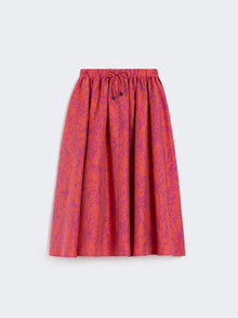 Jacquard Cotton And Silk Midi Skirt for Women - Coral - Max Mara UAE