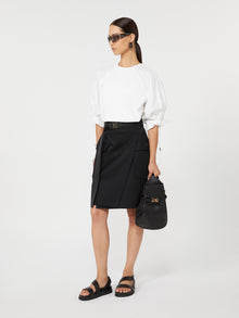 Stretch Cotton Wrap Skirt for Women - Black - Max Mara UAE