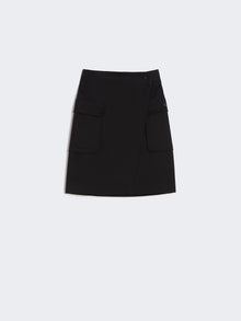 Stretch Cotton Wrap Skirt for Women - Black - Max Mara UAE