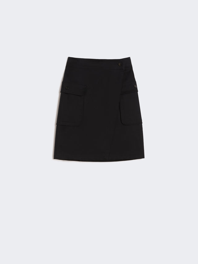 Stretch Cotton Wrap Skirt for Women - Black - Max Mara UAE