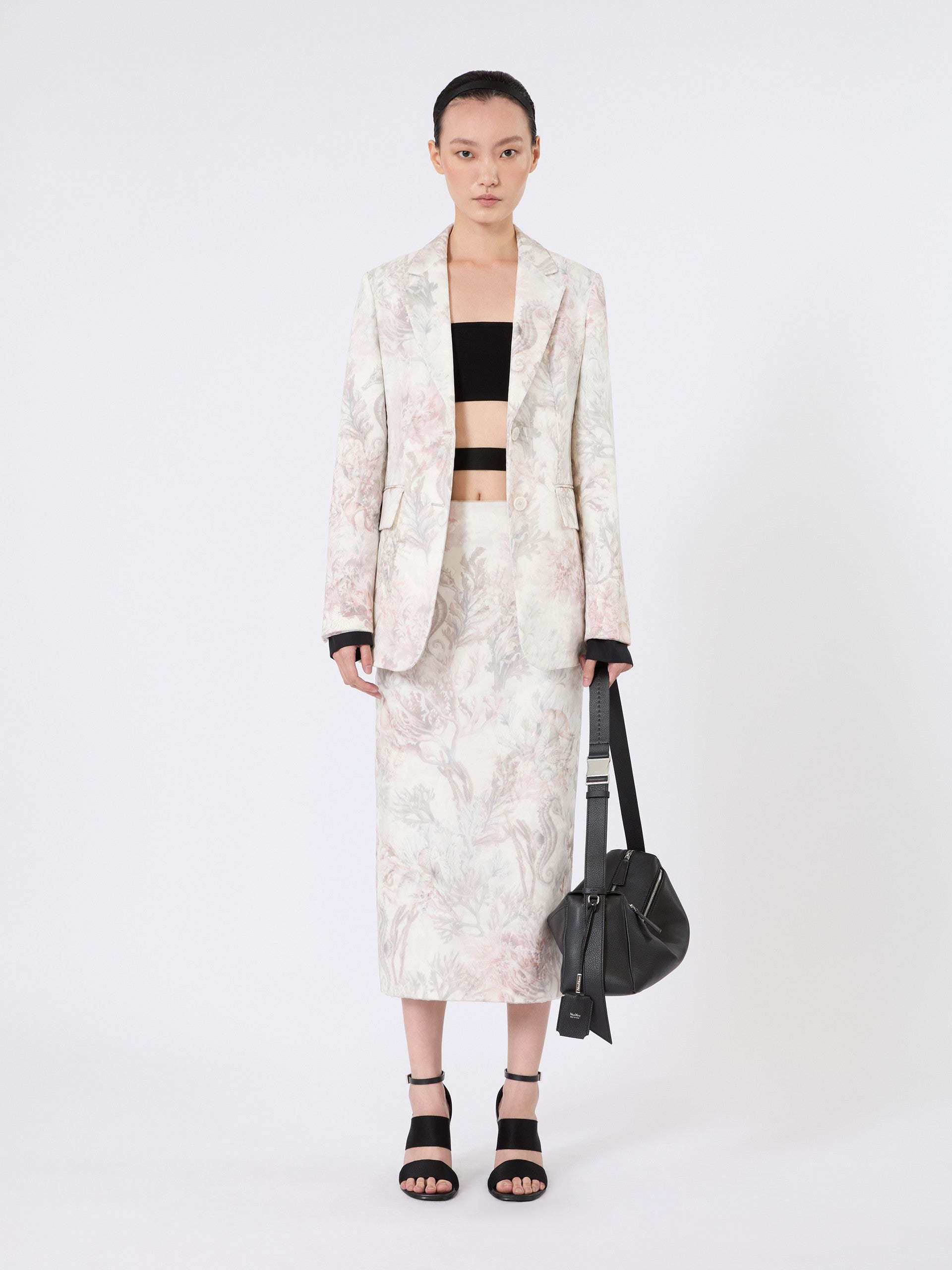 max mara printed organza and gabardine pencil skirt for women